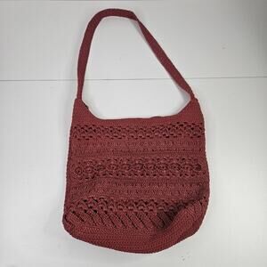 Capelli Straworld Red Crochet Ladies Bag Purse Boho Bohemian Lined Shoulder Bag